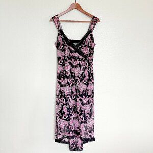 Vintage 90s Y2K Purple Floral Slip Dress Size 10 - Whimsigoth - Fairycore